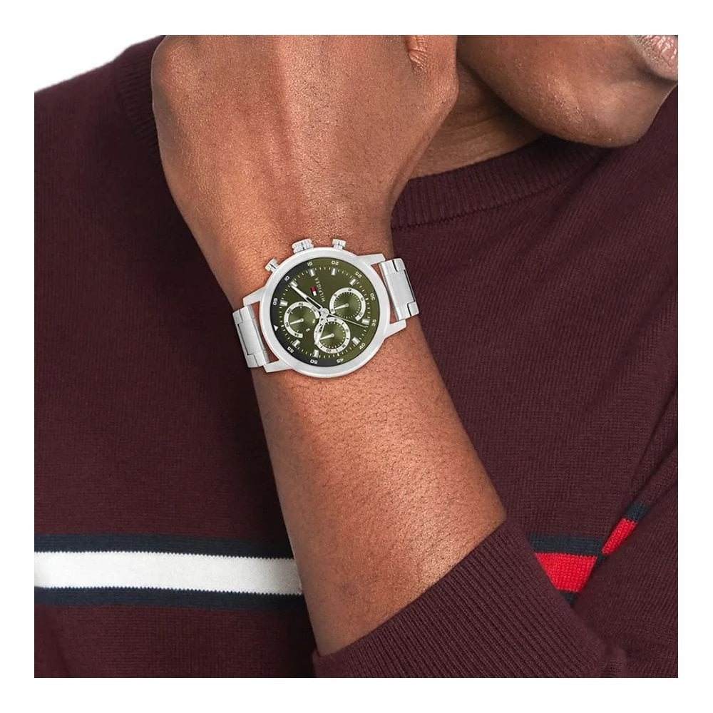 Tommy Hilfiger Olive Green Dial, Chronograph Gents Stainless Steel Watch