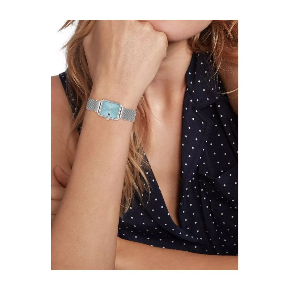 Tommy Hilfiger Tea Crystal Blue Dial Ladies Mesh Strap Watch