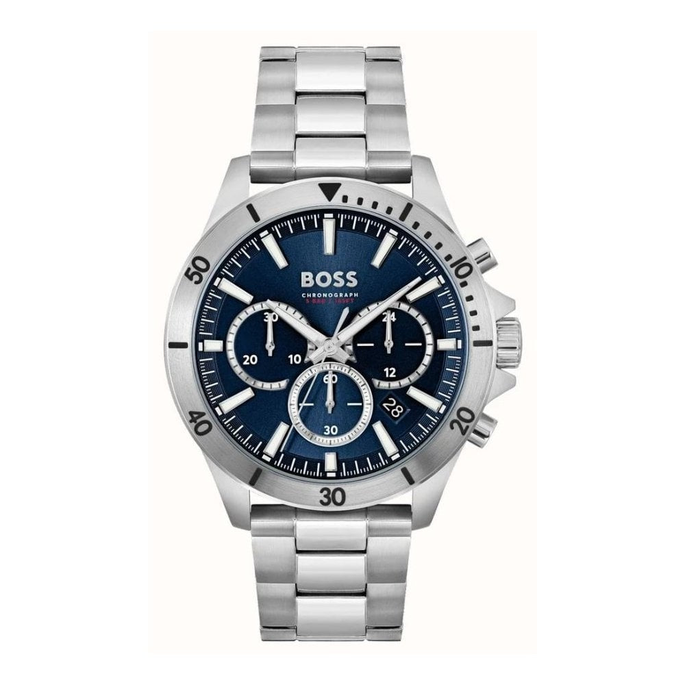 Troper, Blue Dial, Chronograph, Gents Stainless Steel Watch