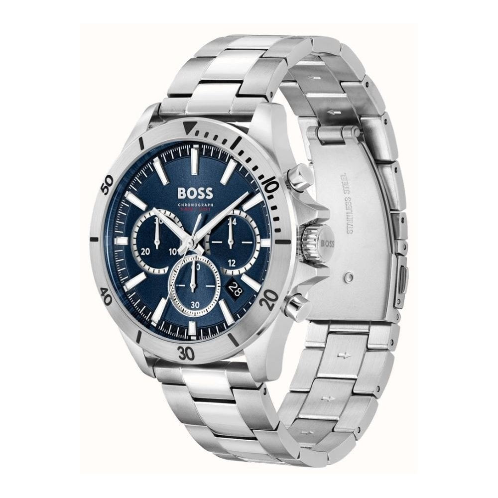 Troper, Blue Dial, Chronograph, Gents Stainless Steel Watch