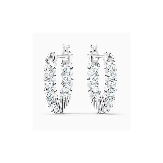 VITTORE MINI HOOP RHODIUM FINISHED EARRINGS WITH WHITE CRYSTALS