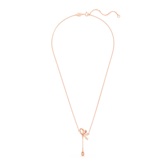 Volta Y pendant Bow, Pink, Rose gold-tone plated