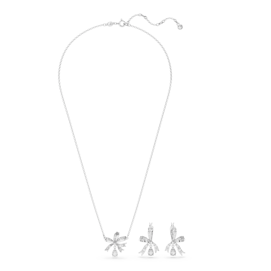 Volta set, Bow, White, Rhodium plated