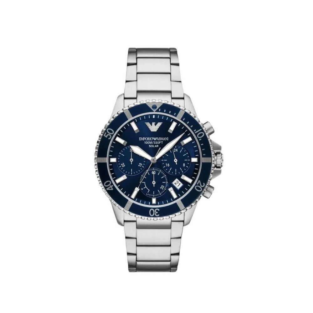 World Explorer, Blue Dial Gents Solar Stainless Steel Watch