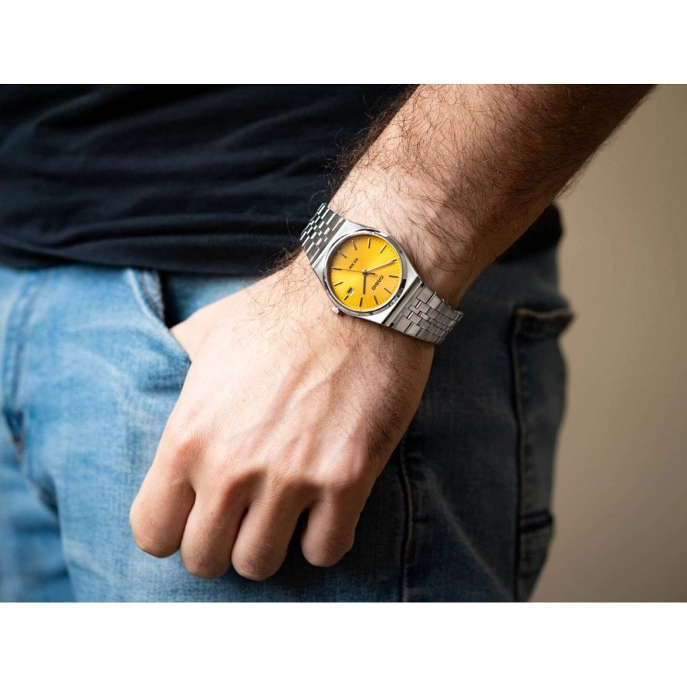 Yellow Dial, Gents Stainless Steel Watch