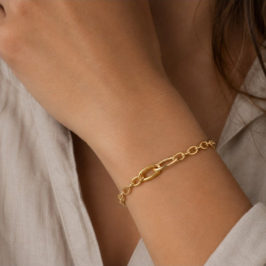 14ct Gold on Silver Pandora Me Oval Link Bracelet