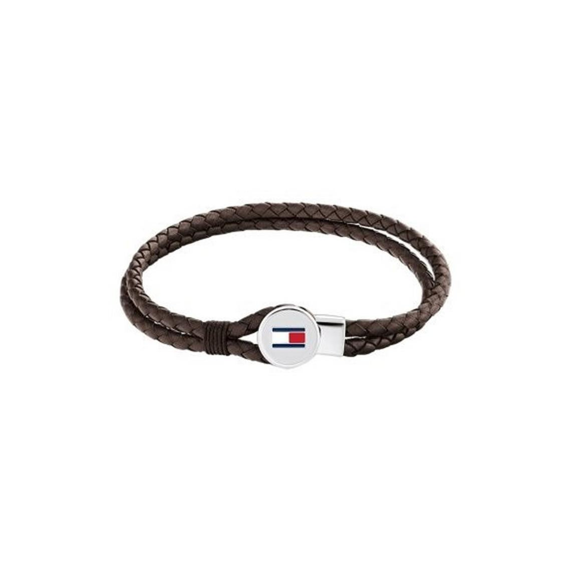 TOMMY HILFIGER BROWN DOUBLE ROW LEATHER BRACELET