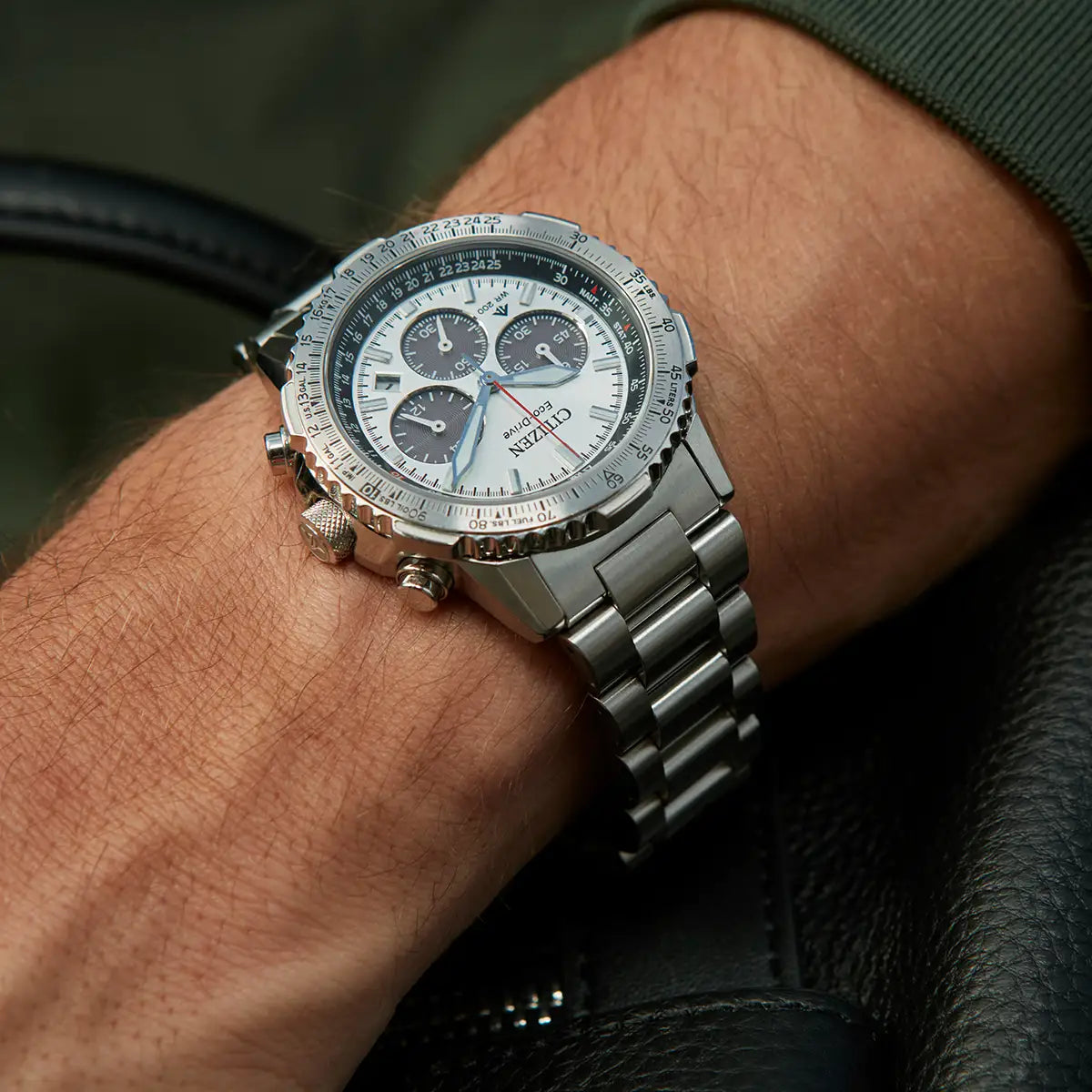 CITIZEN ECO DRIVE PROMASTER AIR NAVIHAWK GENTS STAINLESS STEEL WATCH