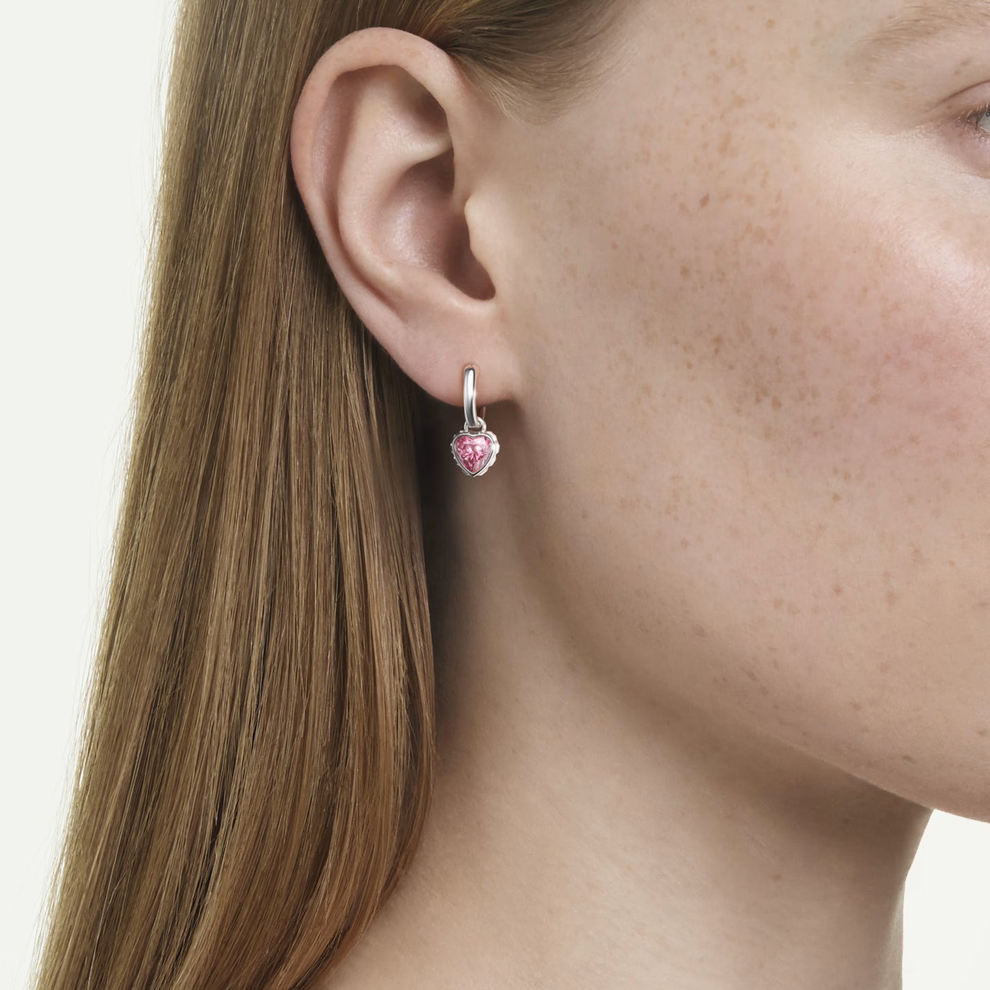 Pink Heart Chroma Swarovski Drop Earrings