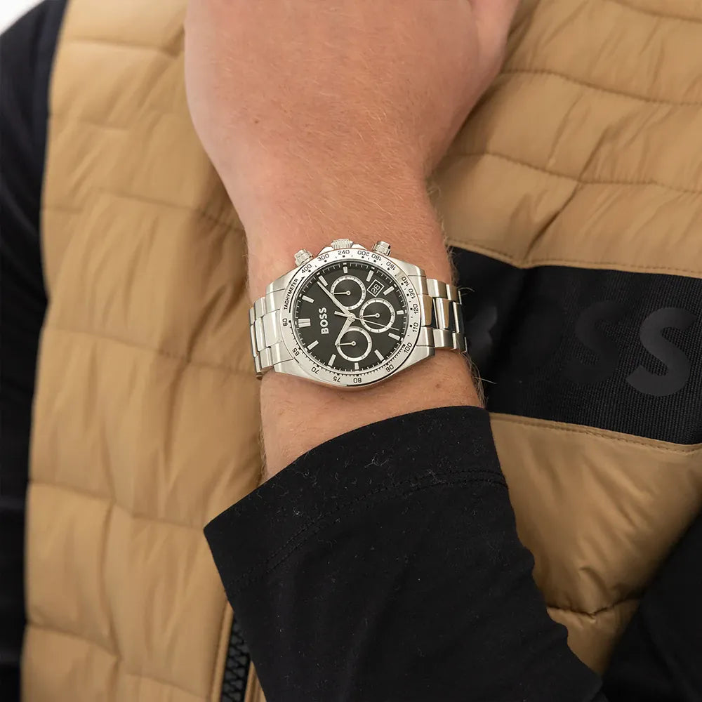 BOSS CHRONOGRAPH BLACK DIAL GENTS STAINLESS STEEL WATCH
