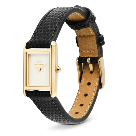 DW BOUND MINI BLACK LIZARD LEATHER LADIES WATCH