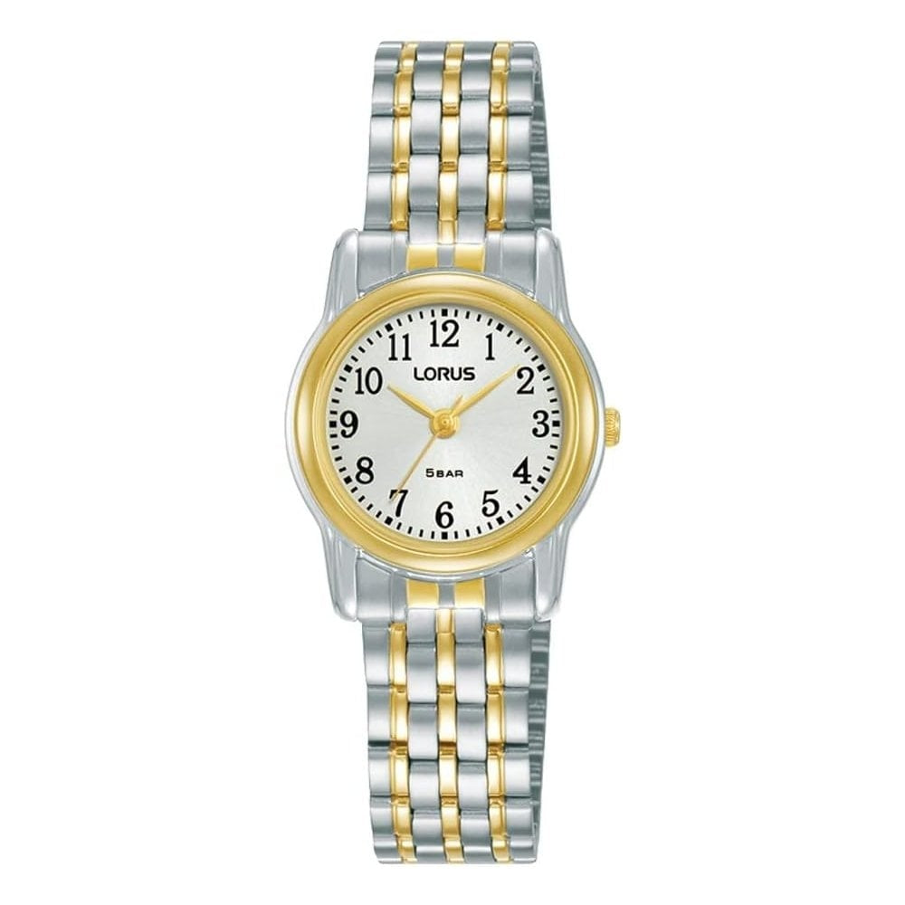 lorus quartz ladies two tone stainless steel white dial bracelet watch