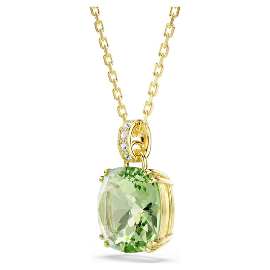 Gold Millenia Green Cushion Cut Swarovski Pendant
