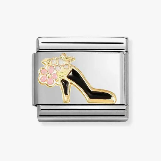 Nomination Classic Gold Shoe & Flower Charm