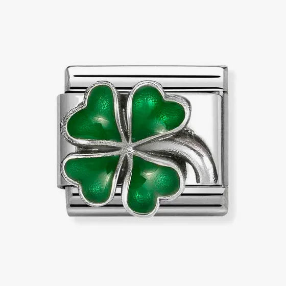 Nomination Classic Silver & Green Four Leaf Clover Charm