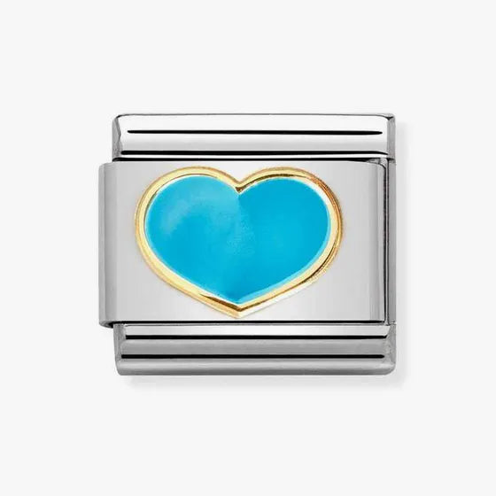 CLASSIC Composable Gold Turquoise Enamel Heart Nomination Charm