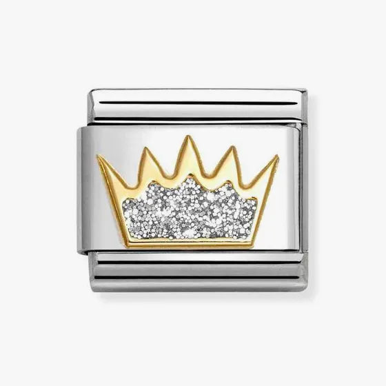 Nomination Classic Gold Glitter Silver Crown Charm