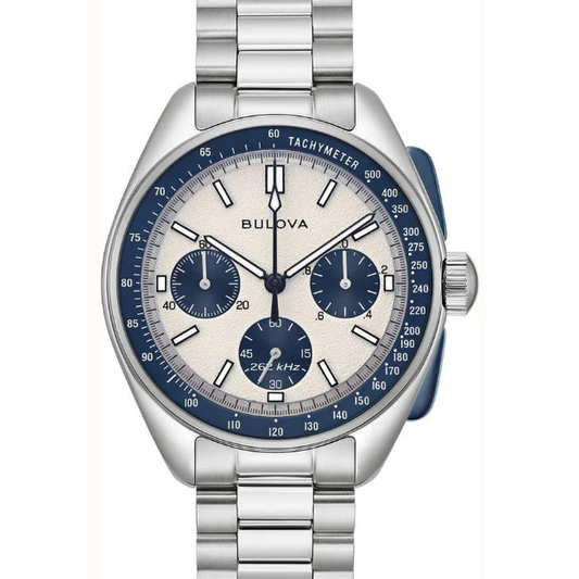 Bulova Lunar Pilot Chronograph Gents Stainless Steel with Interchangable Blue Leather Strap