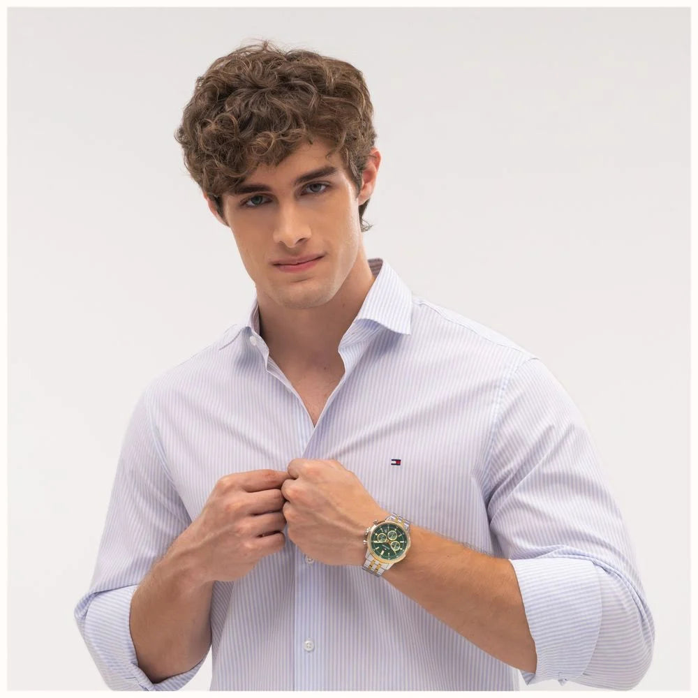 Tommy Hilfiger Light Green Chrono Dial Gents Stainless Steel Watch
