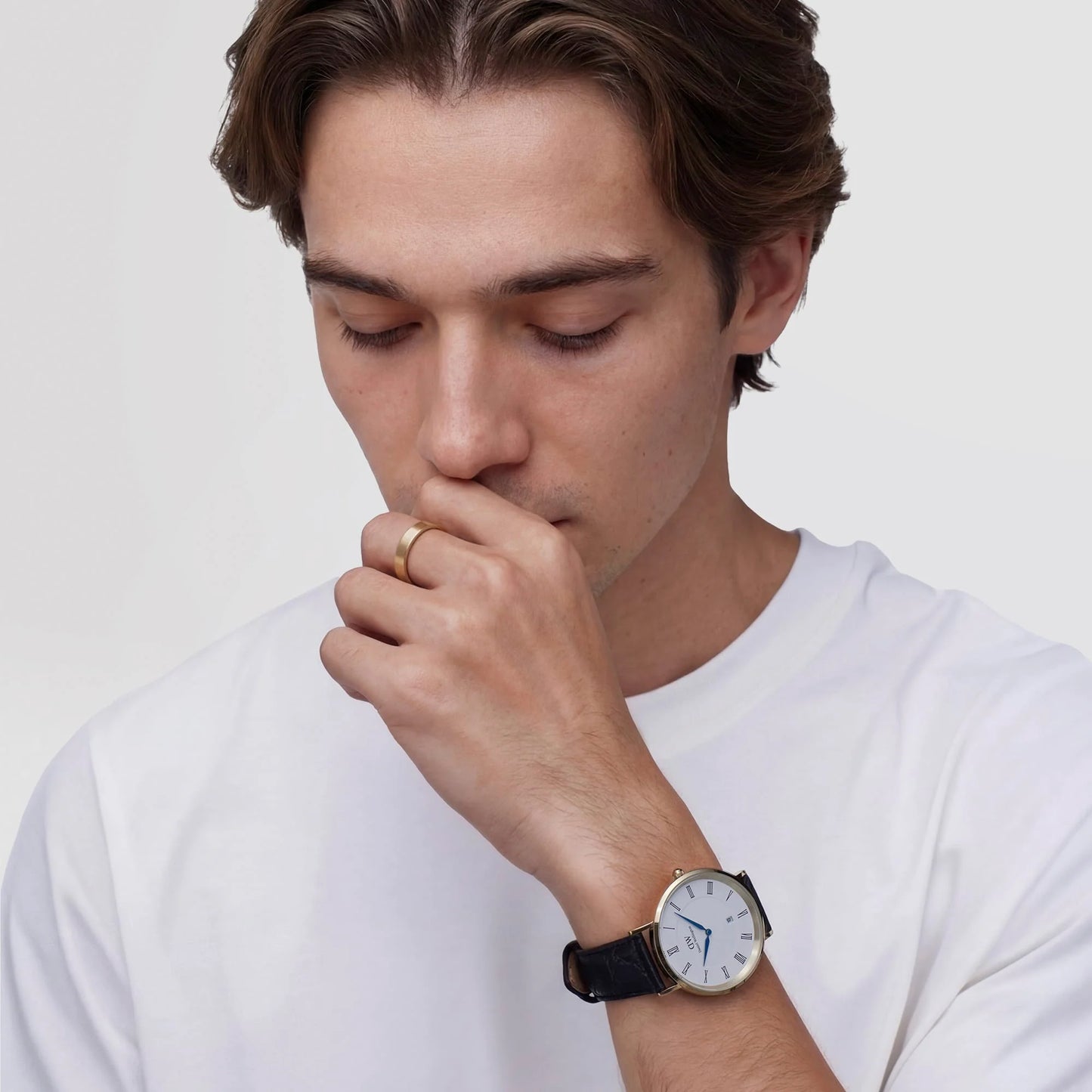 Daniel Wellington Classic Romas Numerals Dial with Date Gents Black Croc Leather Watch