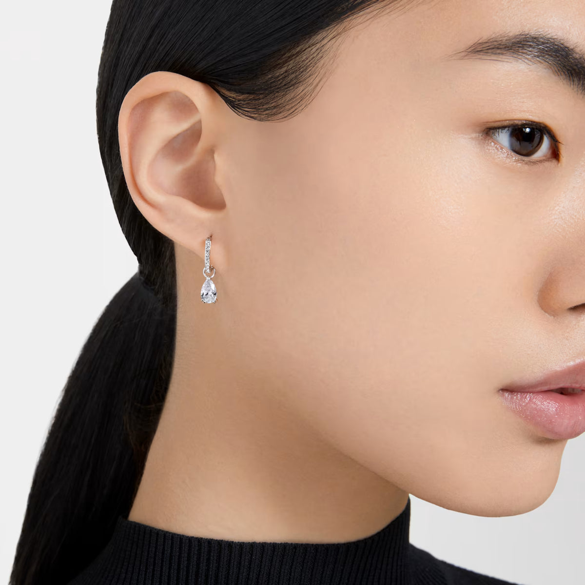 STILLA DROP SWAROVSKI HOOP EARRINGS