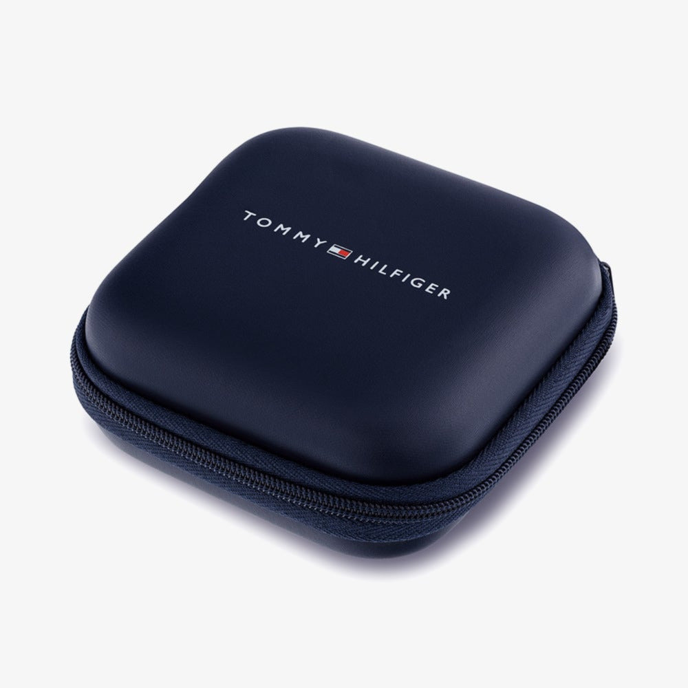 TOMMY HILFIGER NAVY CHUNKY LEATHER BRACELET