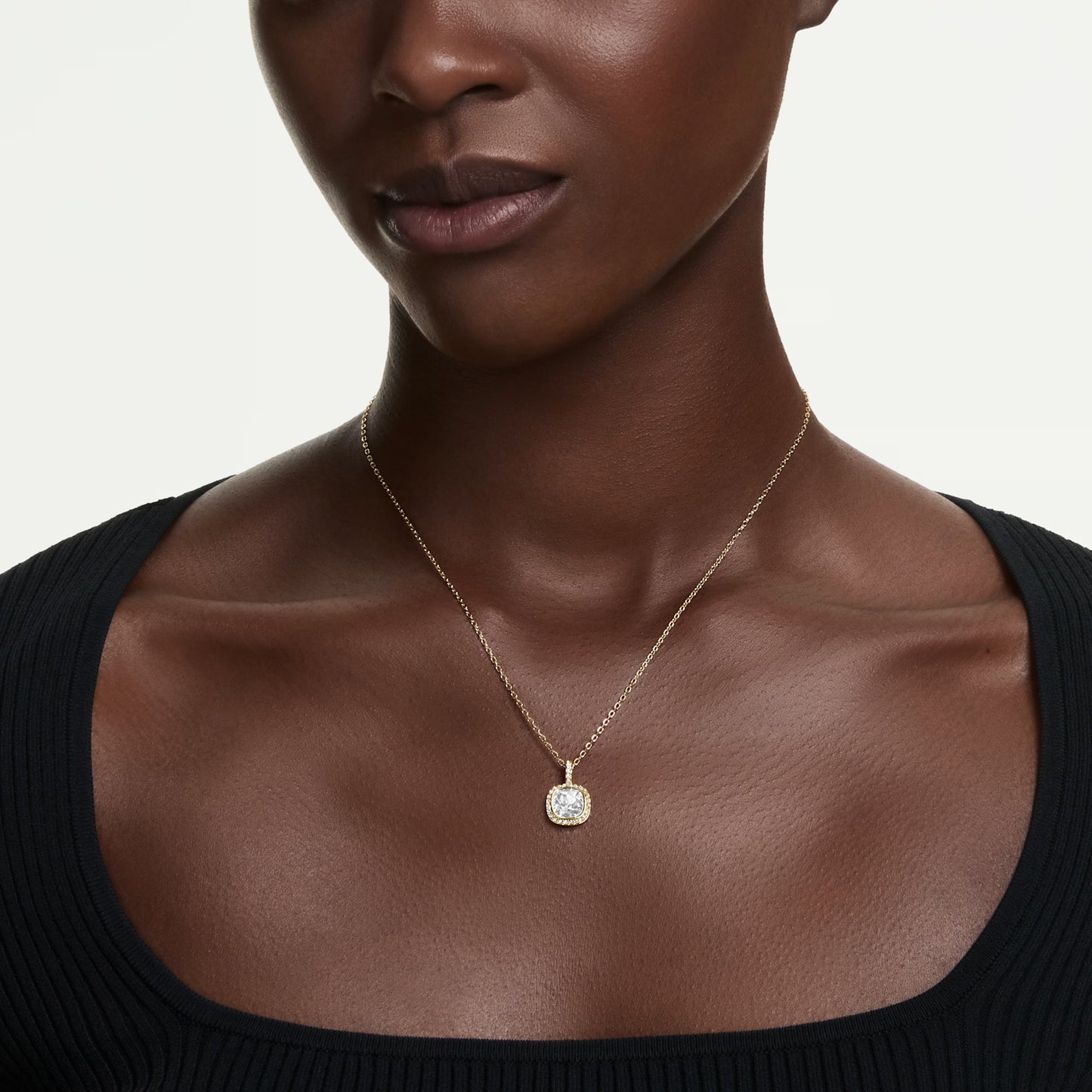 Gold Una Angelic Cushion Cut Swarovski Pendant