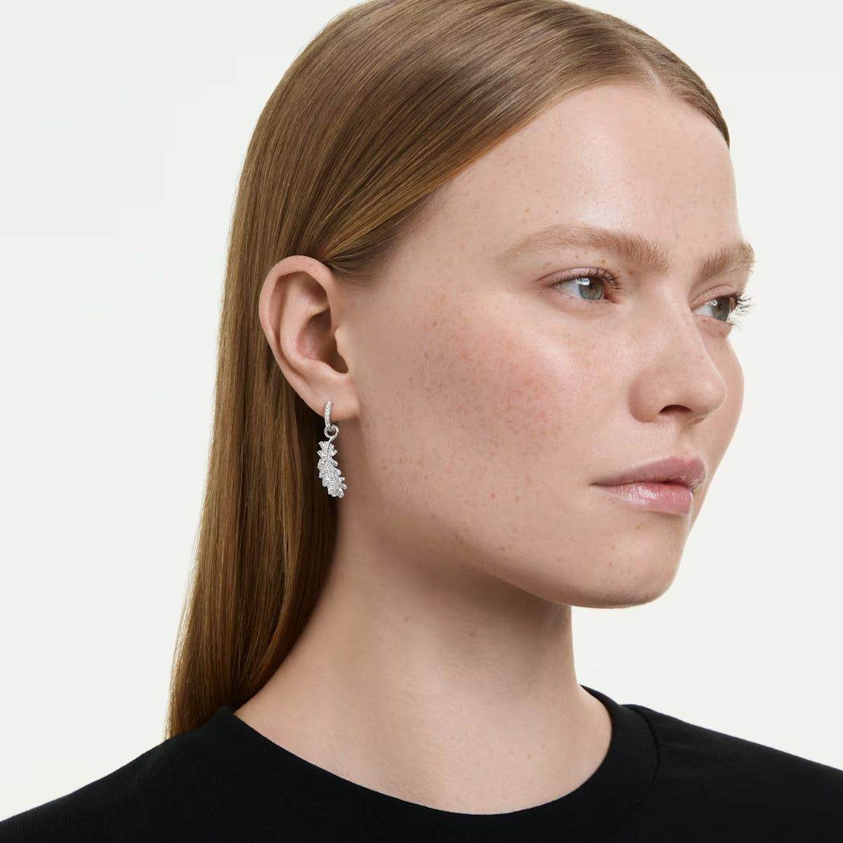 Vienna Feather Mixed Cuts Swarovski Hoop Earrings