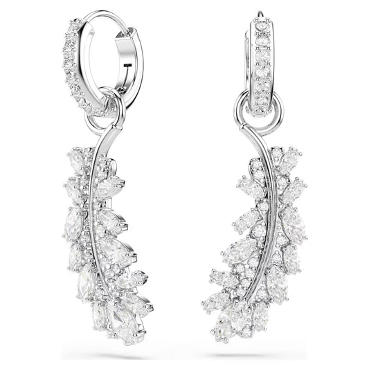 Vienna Feather Mixed Cuts Swarovski Hoop Earrings