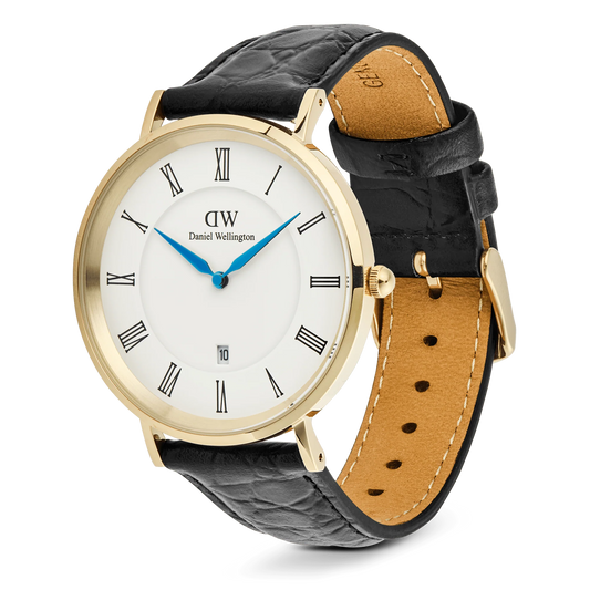 Daniel Wellington Classic Romas Numerals Dial with Date Gents Black Croc Leather Watch