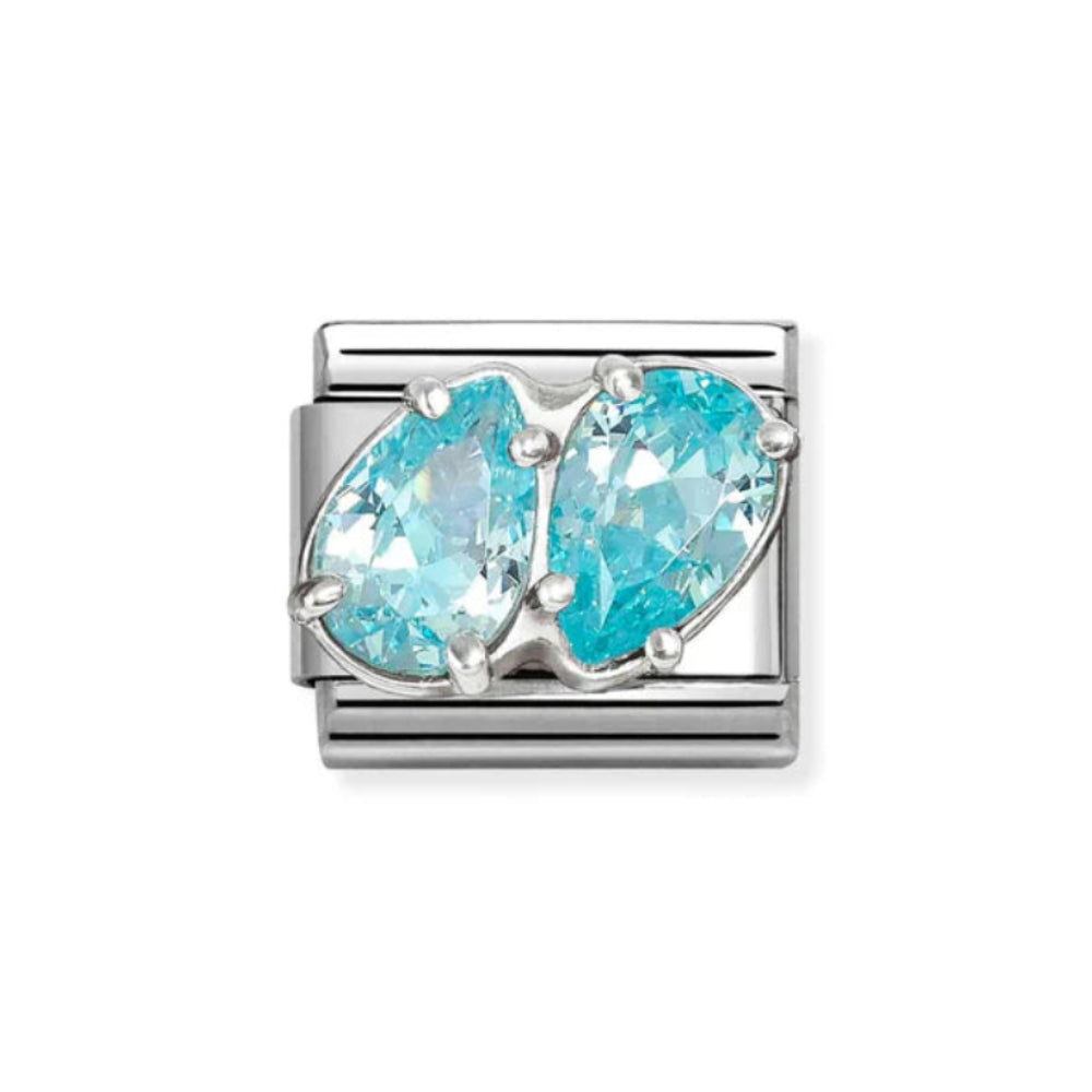 Light blue double drop nomination charm