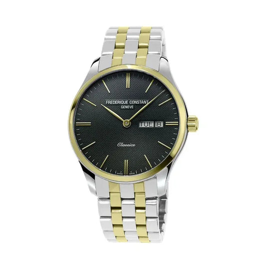 Frederique Constant Classics Black Dial Gents Two-Tone Stainless Steel Watch