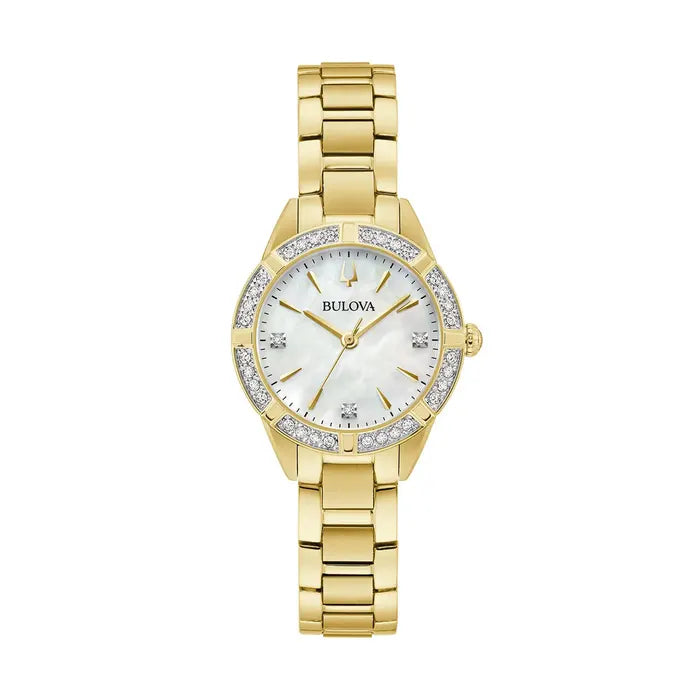 Bulova Sutton Diamond Ladies Gold Stainless Steel Watch