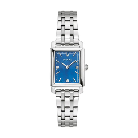 Bulova Sutton Blue Diamond Dot Dial Quartz Ladies Stainless Steel Watch