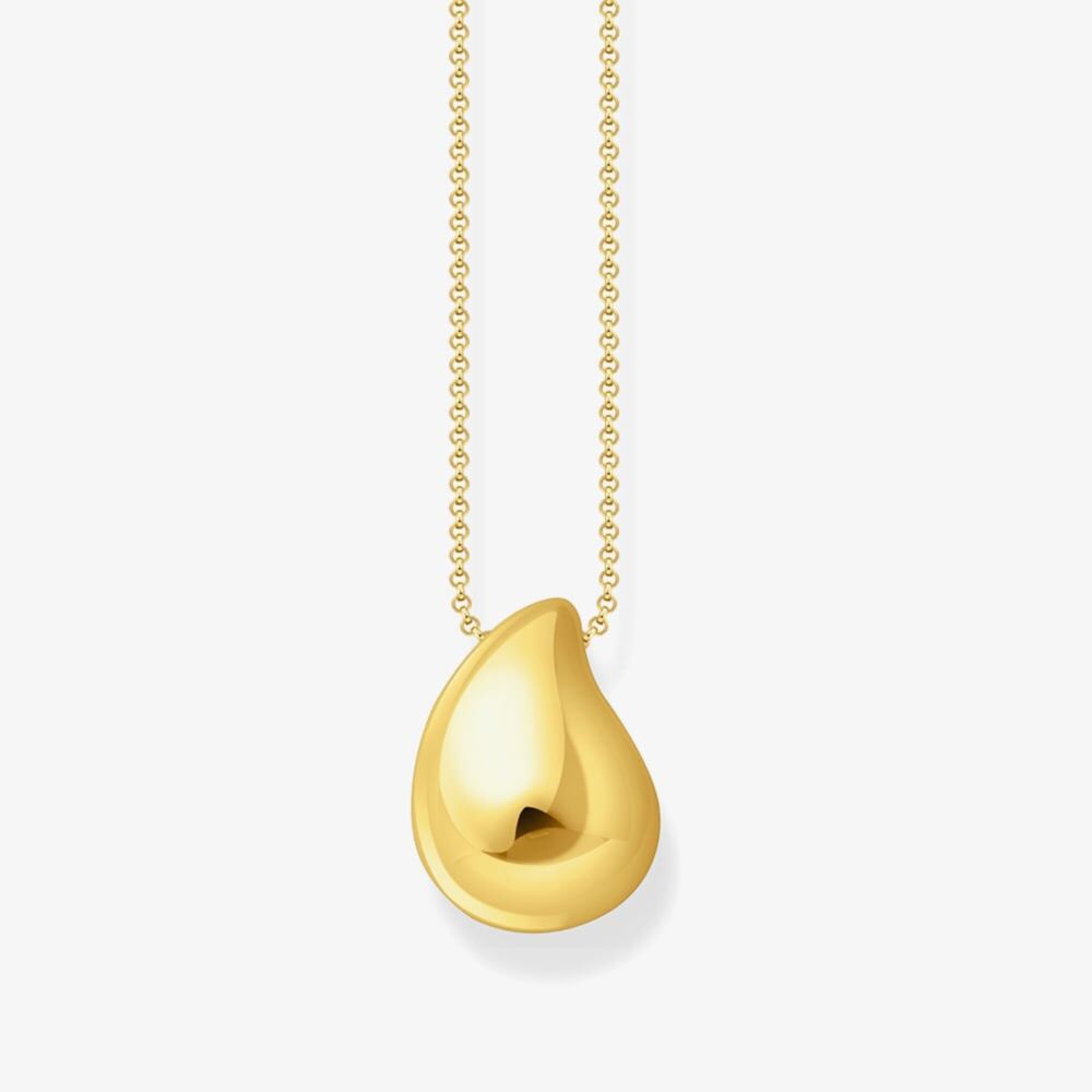 THOMAS SABO GOLD ON SIL NECKLACE WITH ORGANIC DROP SHAPE PENDANT