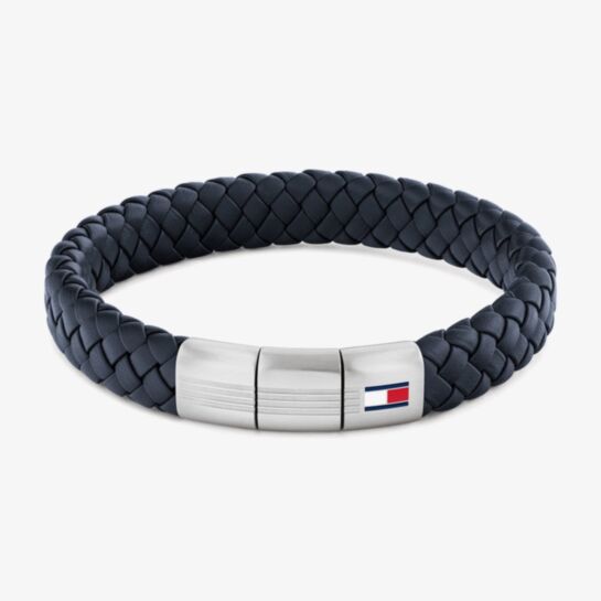 TOMMY HILFIGER NAVY CHUNKY LEATHER BRACELET