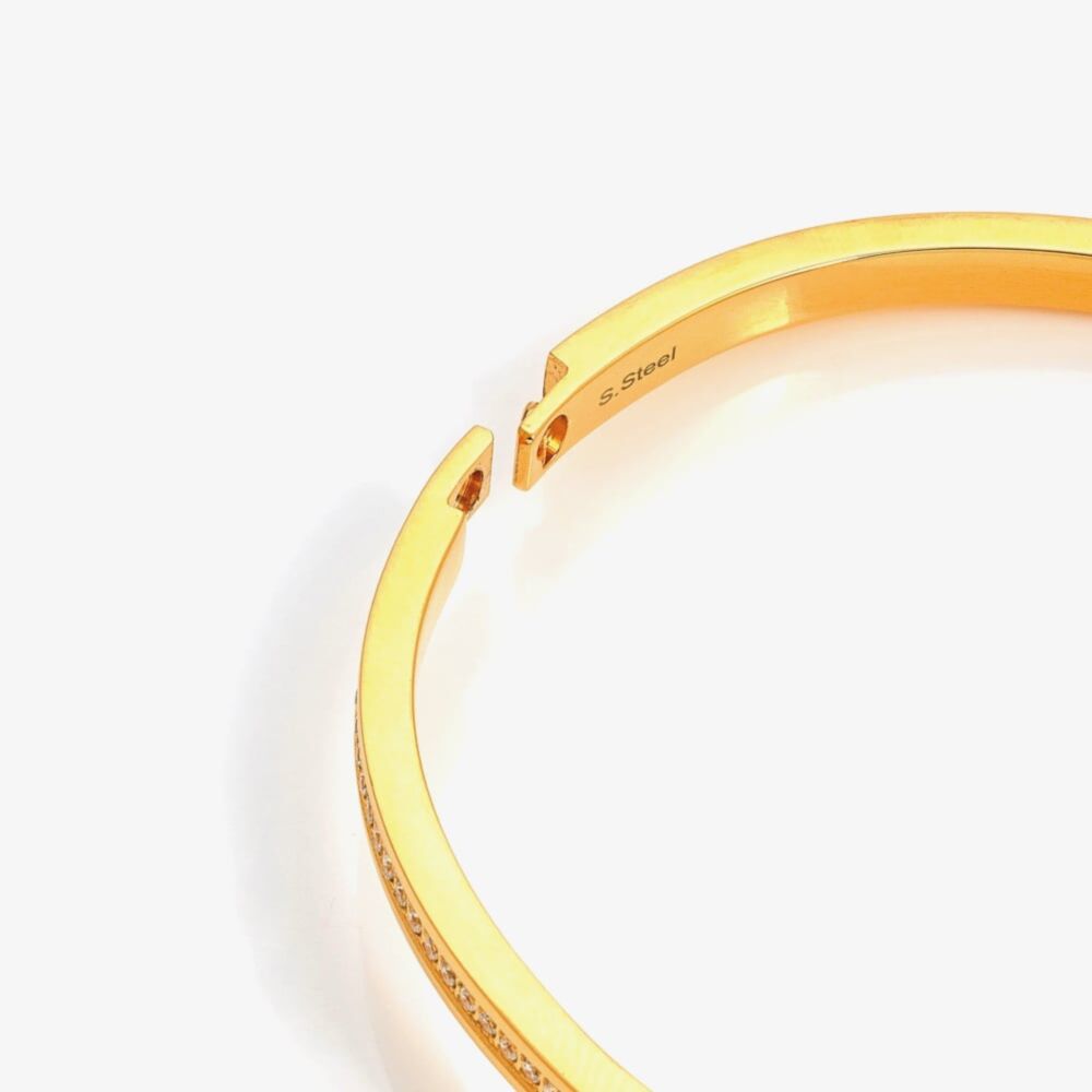 PRETTY GOLD SQUARE CZ MEDIUM NOMINATION BANGLE