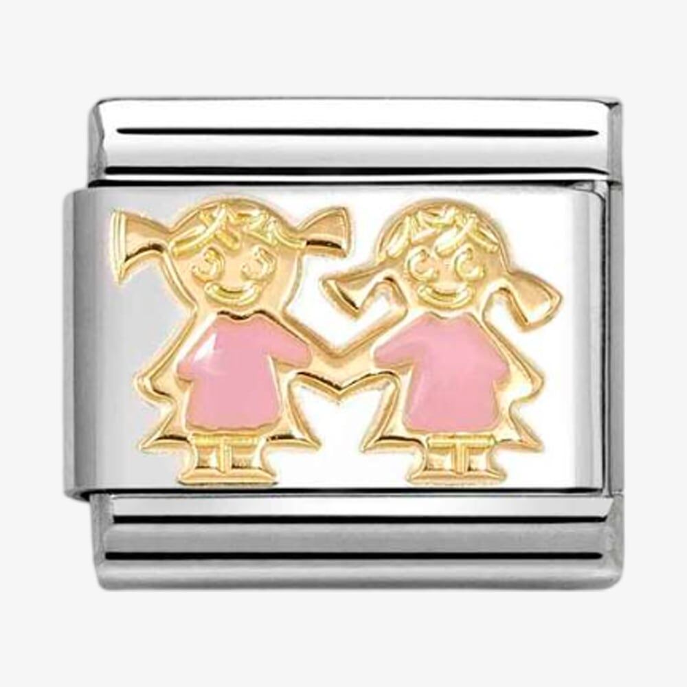 GOLD PINK SISTERS NOMINATION CHARM
