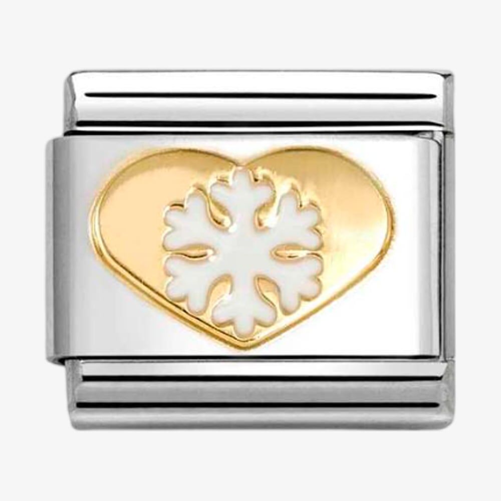GOLD SNOWFLAKE IN HEART NOMINATION CHARM