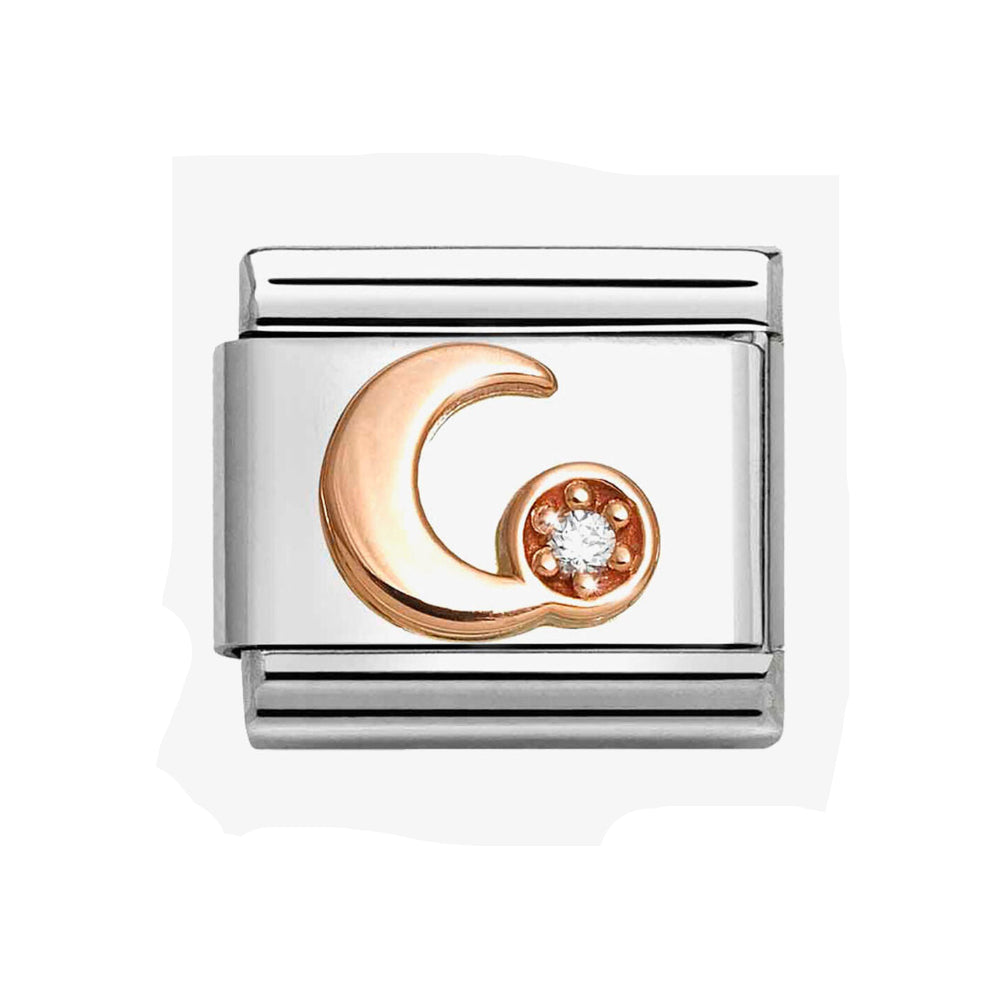 NOMINATION ROSEGOLD MOON WITH WHITE CZ CHARM