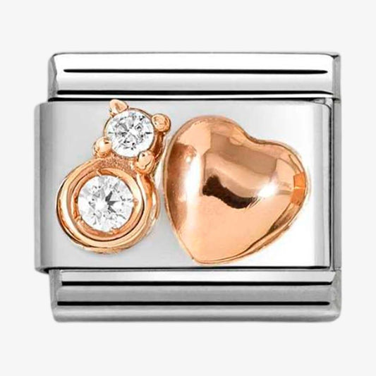 ROSEGOLD HEART WITH CZ NOMINATION CHARM