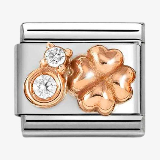 ROSEGOLD CLOVER WITH CZ NOMINATION CHARM