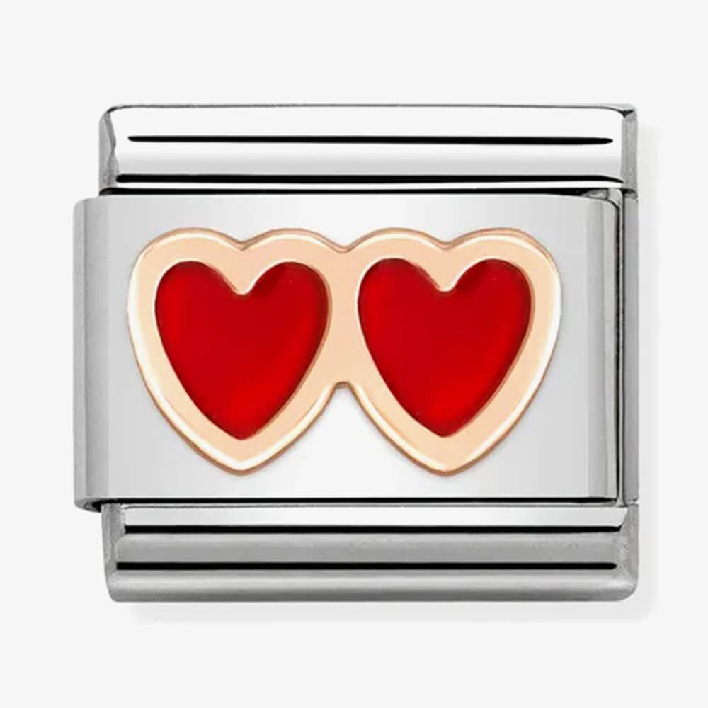 NOMINATION DOUBLE RED HEART CHARM