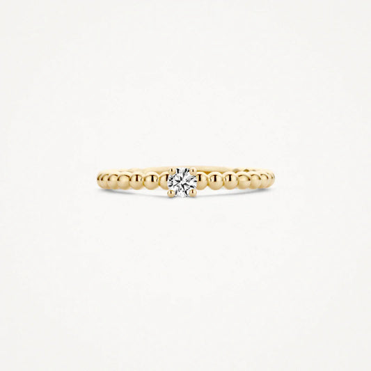 14ct Gold Beaded Zirconia Stone Ring