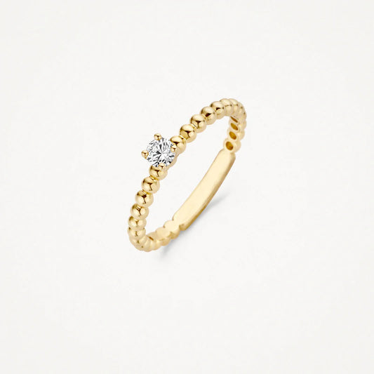 14ct Gold Beaded Zirconia Stone Ring