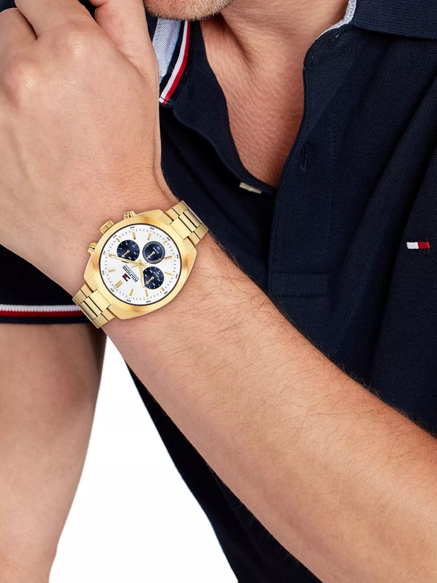 TOMMY HILFIGER CHRONOGRAPH GENTS GOLD STAINLESS STEEL WATCH