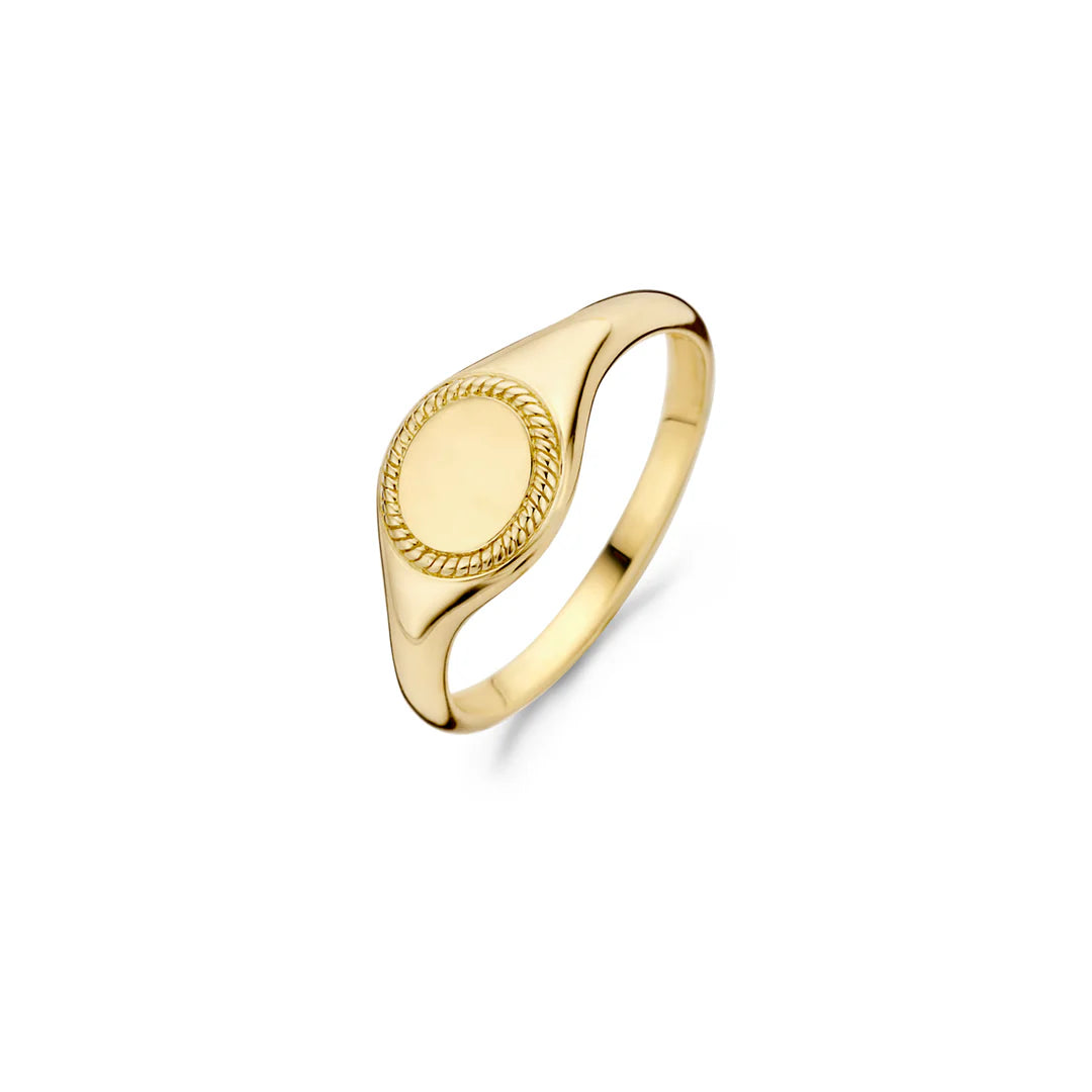 14CT YELLOW GOLD SIGNET RING WITH TWISTED MODIF