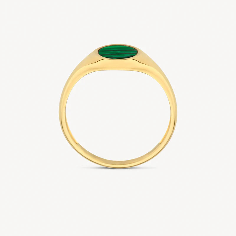 14CT YG BLUSH MALACHITE SIGNET RING