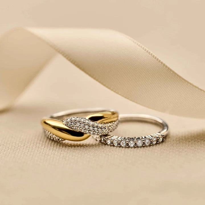 TISENTO TWO-TONED CZ TWIST RING