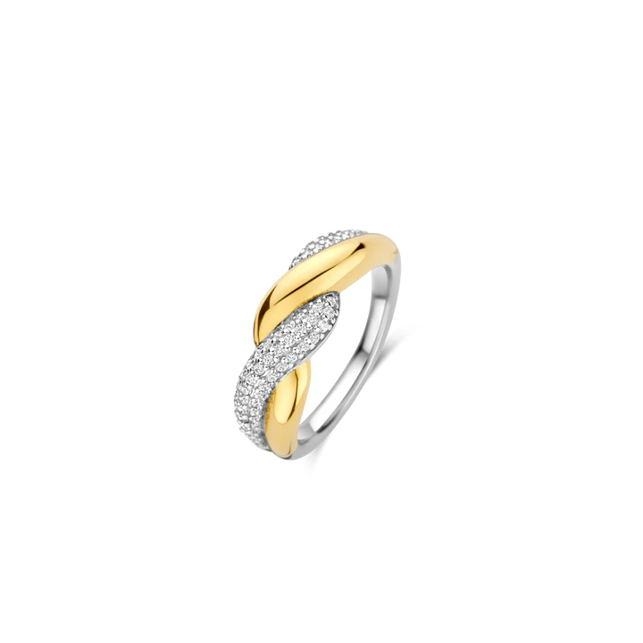TISENTO TWO-TONED CZ TWIST RING